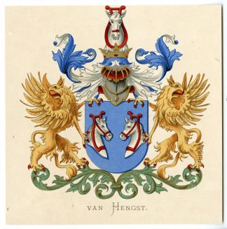 Antique Print-VAN HENGST-COAT OF ARMS-FAMILY CREST-Vorsterman-Wenning-1885