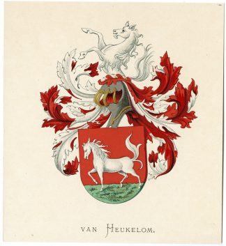 Antique Print-VAN HEUKELOM-COAT OF ARMS-FAMILY CREST-Vorsterman-Wenning-1885