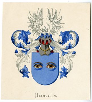 Antique Print-HESHUYSEN-COAT OF ARMS-FAMILY CREST-Vorsterman-Wenning-1885