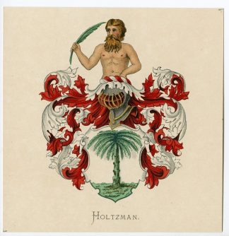 Antique Print-HOLTZMAN-COAT OF ARMS-FAMILY CREST-Vorsterman-Wenning-1885