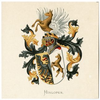 Antique Print-HINLOPEN-COAT OF ARMS-FAMILY CREST-Vorsterman-Wenning-1885