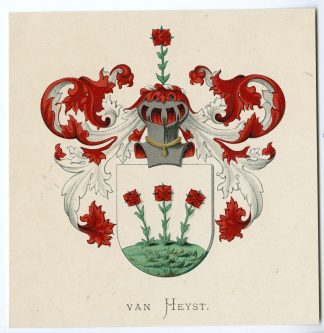 Antique Print-VAN HEYST-COAT OF ARMS-FAMILY CREST-Vorsterman-Wenning-1885