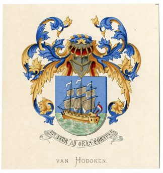 Antique Print-VAN HOBOKEN-COAT OF ARMS-FAMILY CREST-Vorsterman-Wenning-1885