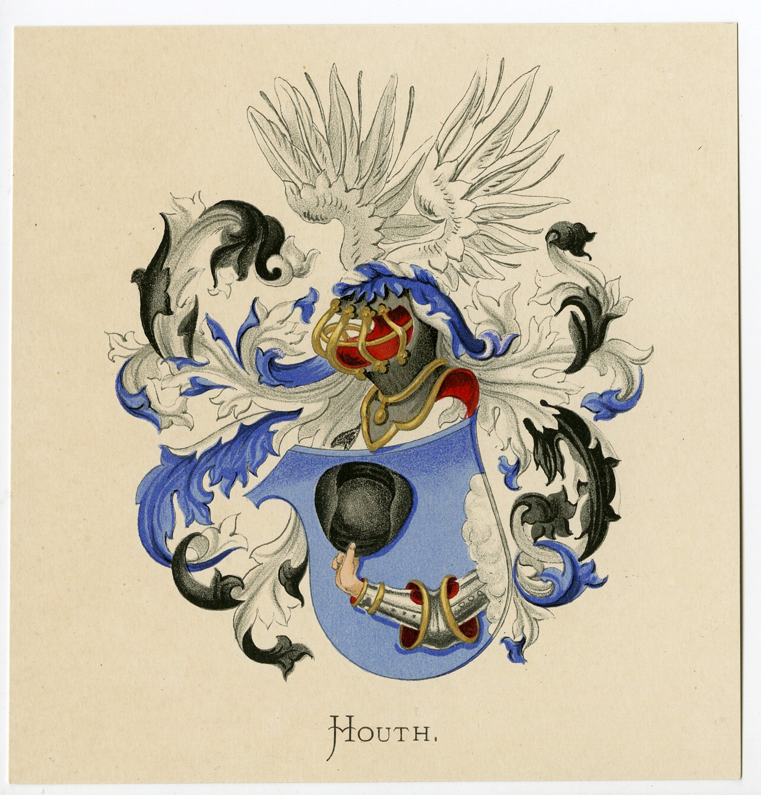 , Antique Print-HOUTH-COAT OF ARMS-FAMILY CREST-Vorsterman-Wenning-1885, Pictura Antique Prints
