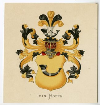 Antique Print-VAN HOORN-COAT OF ARMS-FAMILY CREST-Vorsterman-Wenning-1885