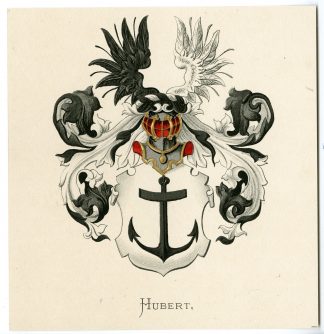 Antique Print-HUBERT-COAT OF ARMS-FAMILY CREST-Vorsterman-Wenning-1885