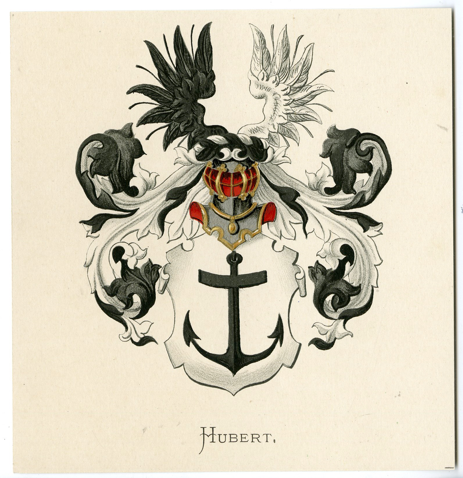 Pco 05321 416x429 Antique Print-HUBERT-COAT OF ARMS-FAMILY CREST-Vorsterman-Wenning-1885
