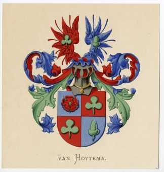 Antique Print-VAN HOYTEMA-COAT OF ARMS-FAMILY CREST-Vorsterman-Wenning-1885