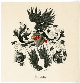 Antique Print-HUBER-COAT OF ARMS-FAMILY CREST-Vorsterman-Wenning-1885