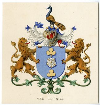 Antique Print-VAN IDSINGA-COAT OF ARMS-FAMILY CREST-Vorsterman-Wenning-1885