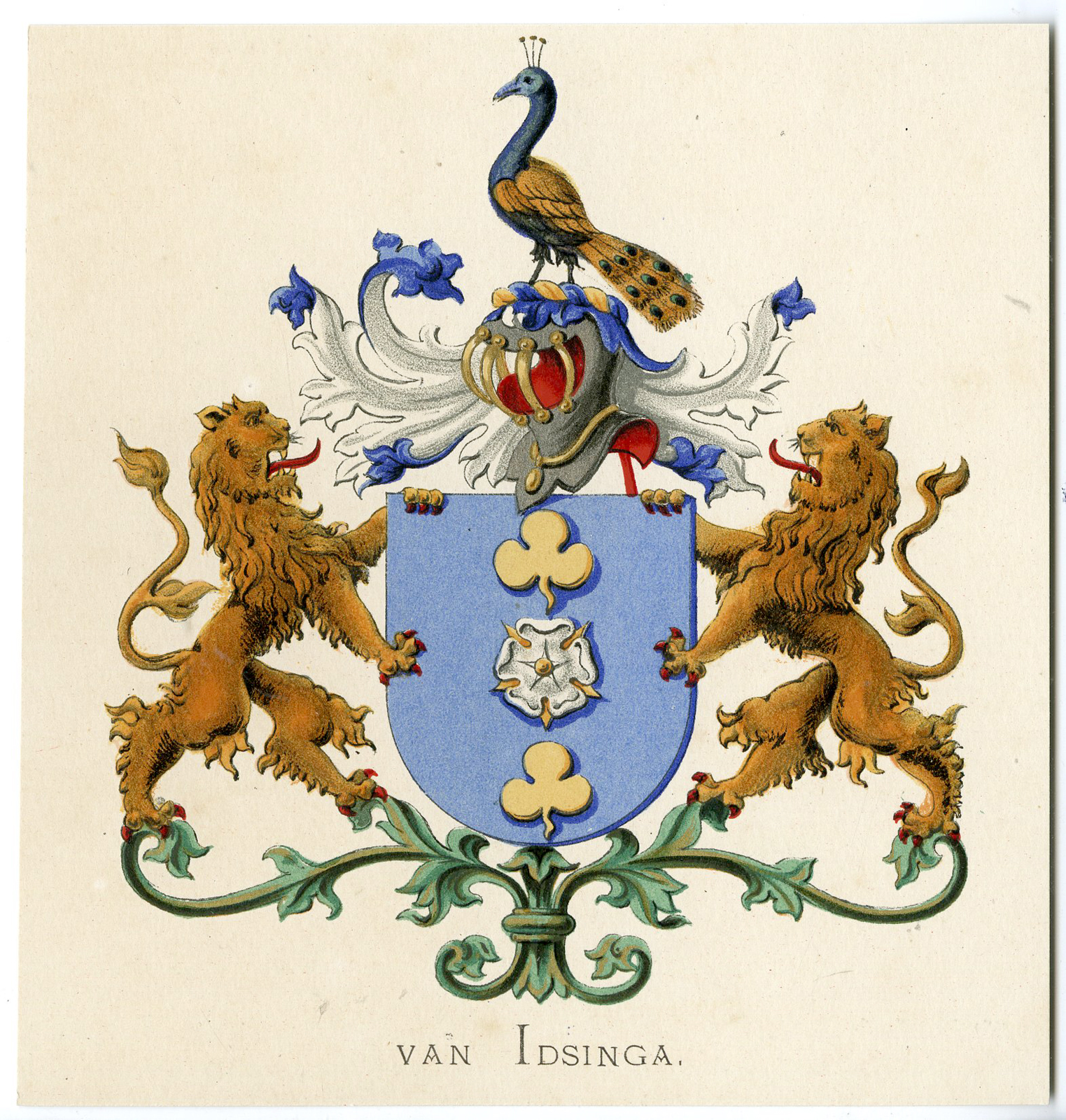 , Antique Print-VAN IDSINGA-COAT OF ARMS-FAMILY CREST-Vorsterman-Wenning-1885, Pictura Antique Prints