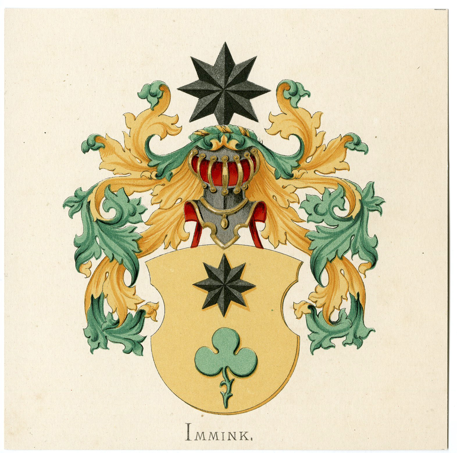 , Antique Print-IMMINK-COAT OF ARMS-FAMILY CREST-Vorsterman-Wenning-1885, Pictura Antique Prints