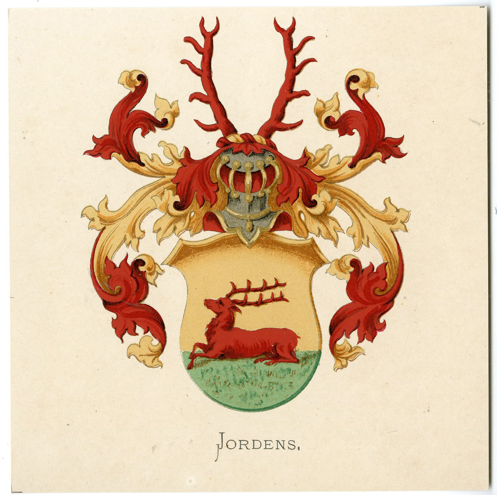 , Antique Print-JORDENS-COAT OF ARMS-FAMILY CREST-Vorsterman-Wenning-1885, Pictura Antique Prints