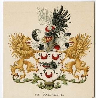 Antique Print-DE JONCHEERE-COAT OF ARMS-FAMILY CREST-Vorsterman-Wenning-1885
