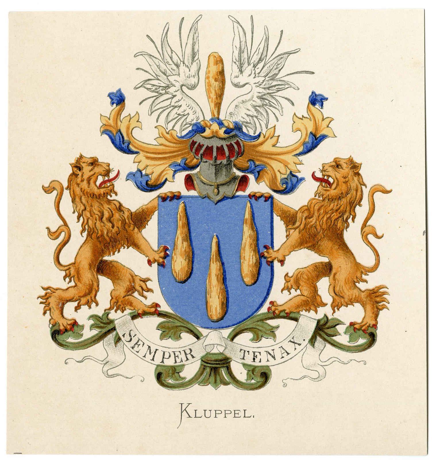 , Antique Print-KLUPPEL-COAT OF ARMS-FAMILY CREST-Vorsterman-Wenning-1885, Pictura Antique Prints