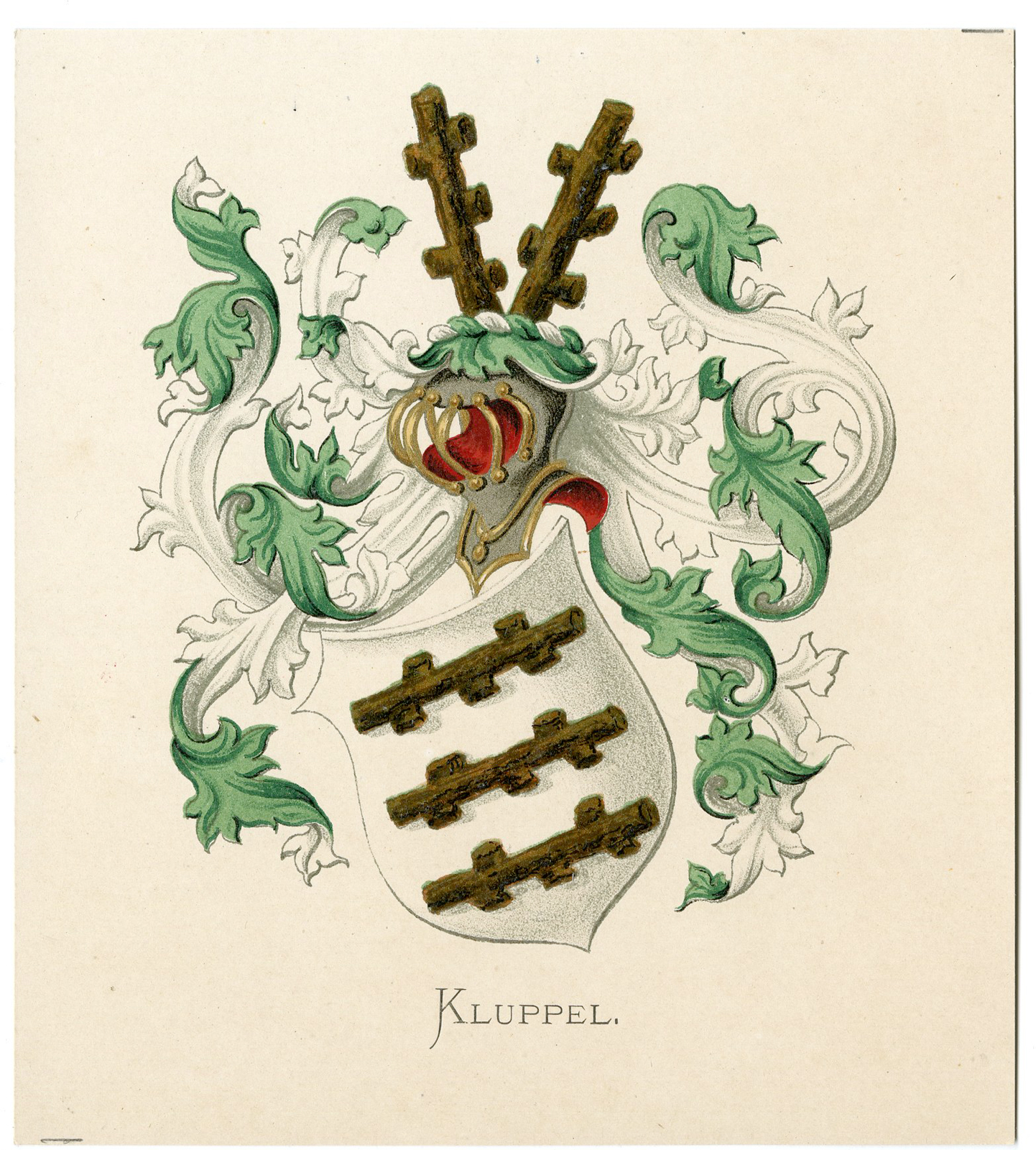 , Antique Print-KLUPPEL-COAT OF ARMS-FAMILY CREST-Vorsterman-Wenning-1885, Pictura Antique Prints