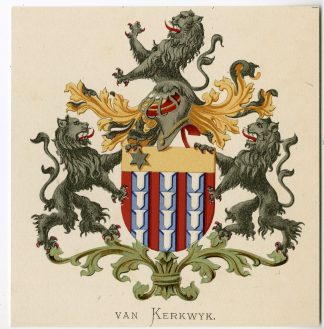 Antique Print-VAN KERKWYK-COAT OF ARMS-FAMILY CREST-Vorsterman-Wenning-1885