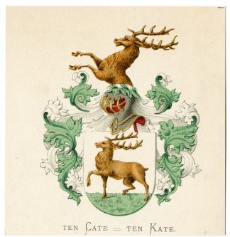 Antique Print-TEN CATE-TEN KATE-COAT ARMS-FAMILY CREST-Vorsterman-Wenning-1885