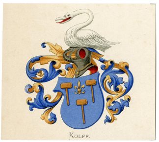 Antique Print-KOLFF-COAT OF ARMS-FAMILY CREST-Vorsterman-Wenning-1885