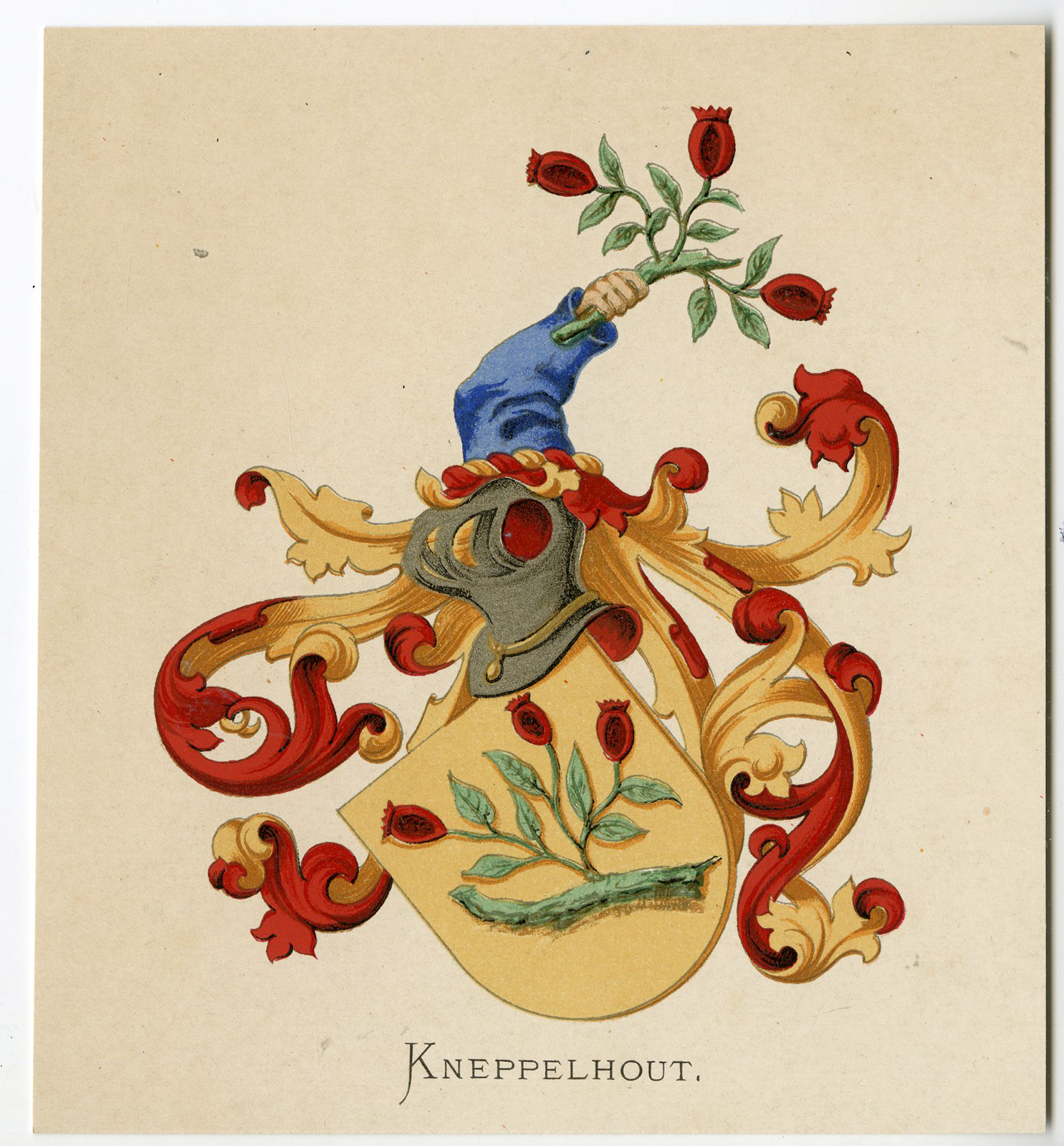 , Antique Print-KNEPPELHOUT-COAT OF ARMS-FAMILY CREST-Vorsterman-Wenning-1885, Pictura Antique Prints