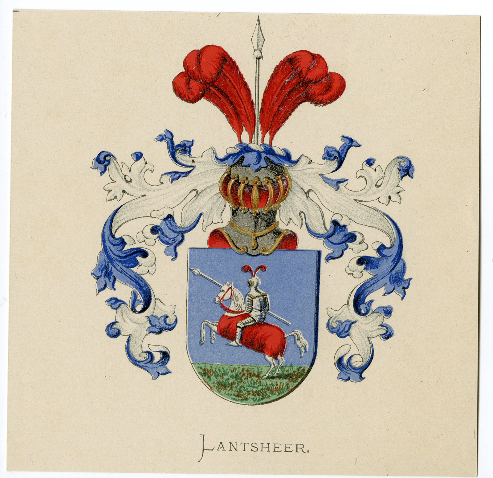 , Antique Print-LANTSHEER-COAT OF ARMS-FAMILY CREST-Vorsterman-Wenning-1885, Pictura Antique Prints