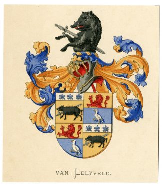 Antique Print-VAN LELYVELD-COAT OF ARMS-FAMILY CREST-Vorsterman-Wenning-1885