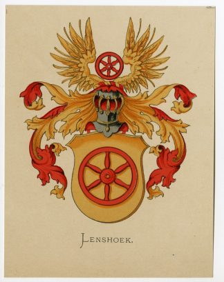 Antique Print-LENSHOEK-COAT OF ARMS-FAMILY CREST-Vorsterman-Wenning-1885