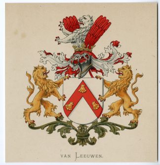 Antique Print-VAN LEEUWEN-COAT OF ARMS-FAMILY CREST-Vorsterman-Wenning-1885