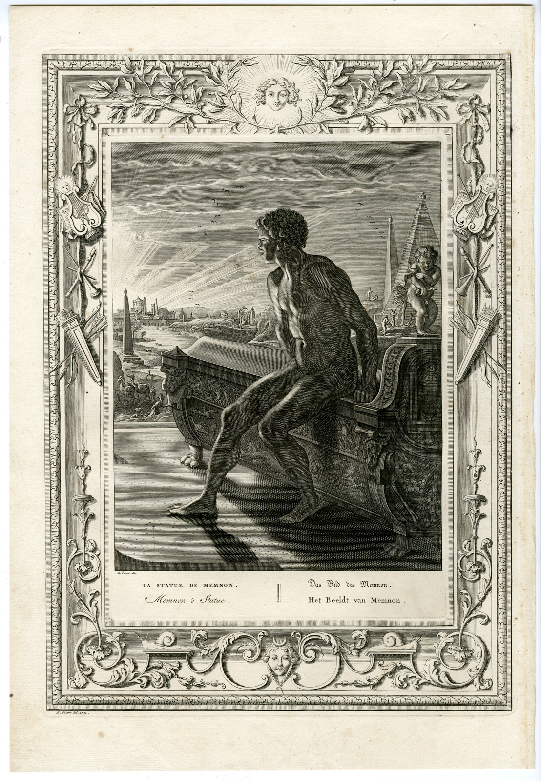 , Antique Mythology Print-MEMNON-ETHIOPIA-Picart-1733, Pictura Antique Prints
