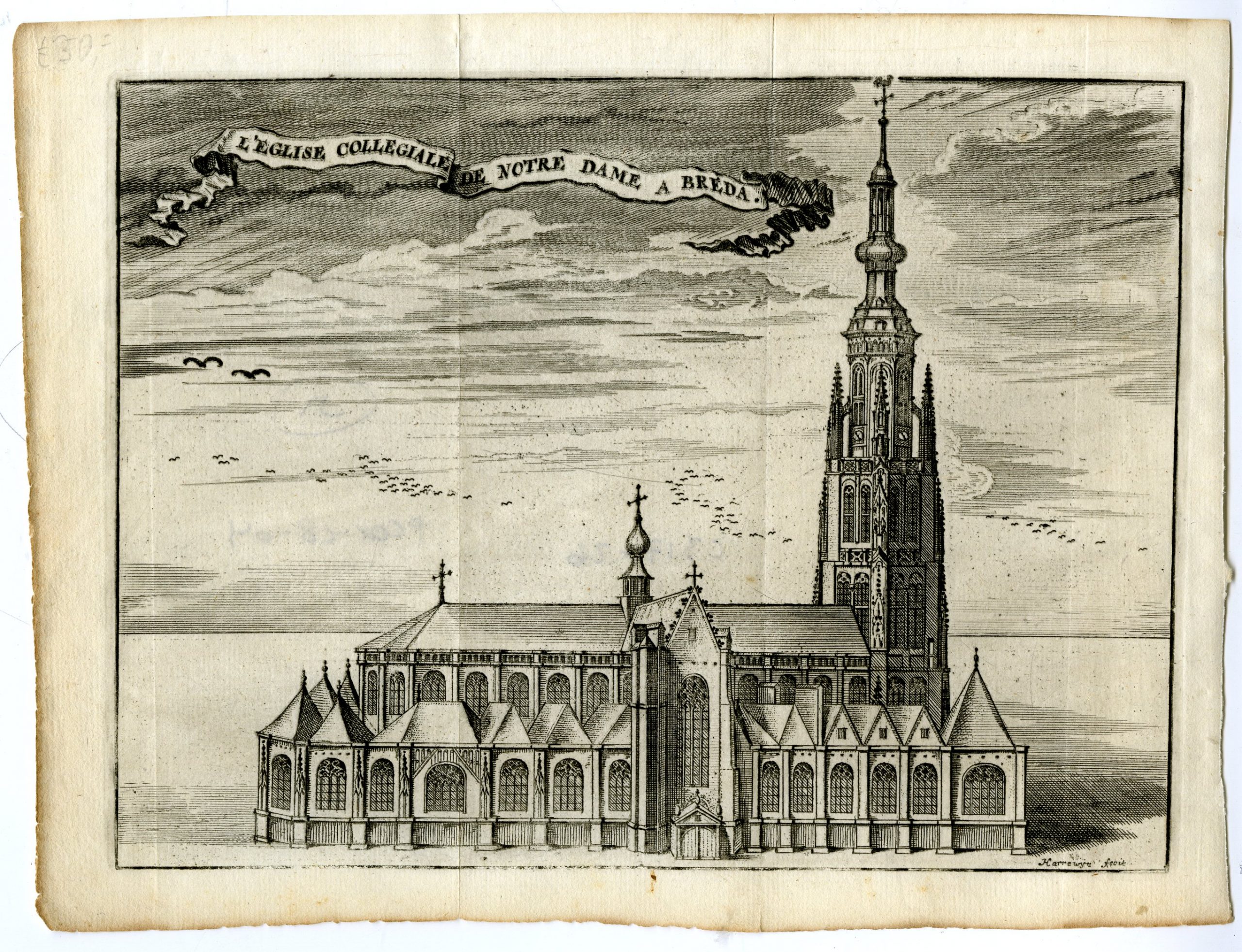 , Antique Print-BREDA-GROTE KERK-CHURCH OF OUR LADY-Harrewijn-ca. 1700, Pictura Antique Prints