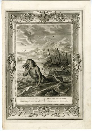Antique Mythology Print-GLAUCUS-TRITON-OVID-Picart-1733