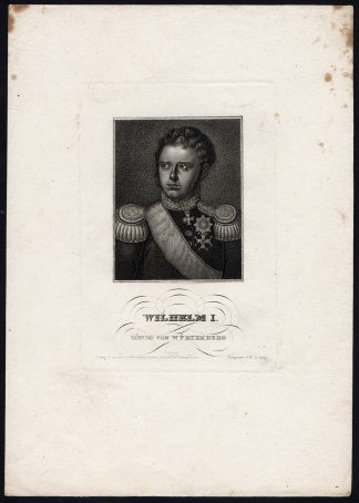 Antique Print-WILLIAM I-KING OF WURTTEMBERG-PORTRAIT-Nordheim-ca. 1840
