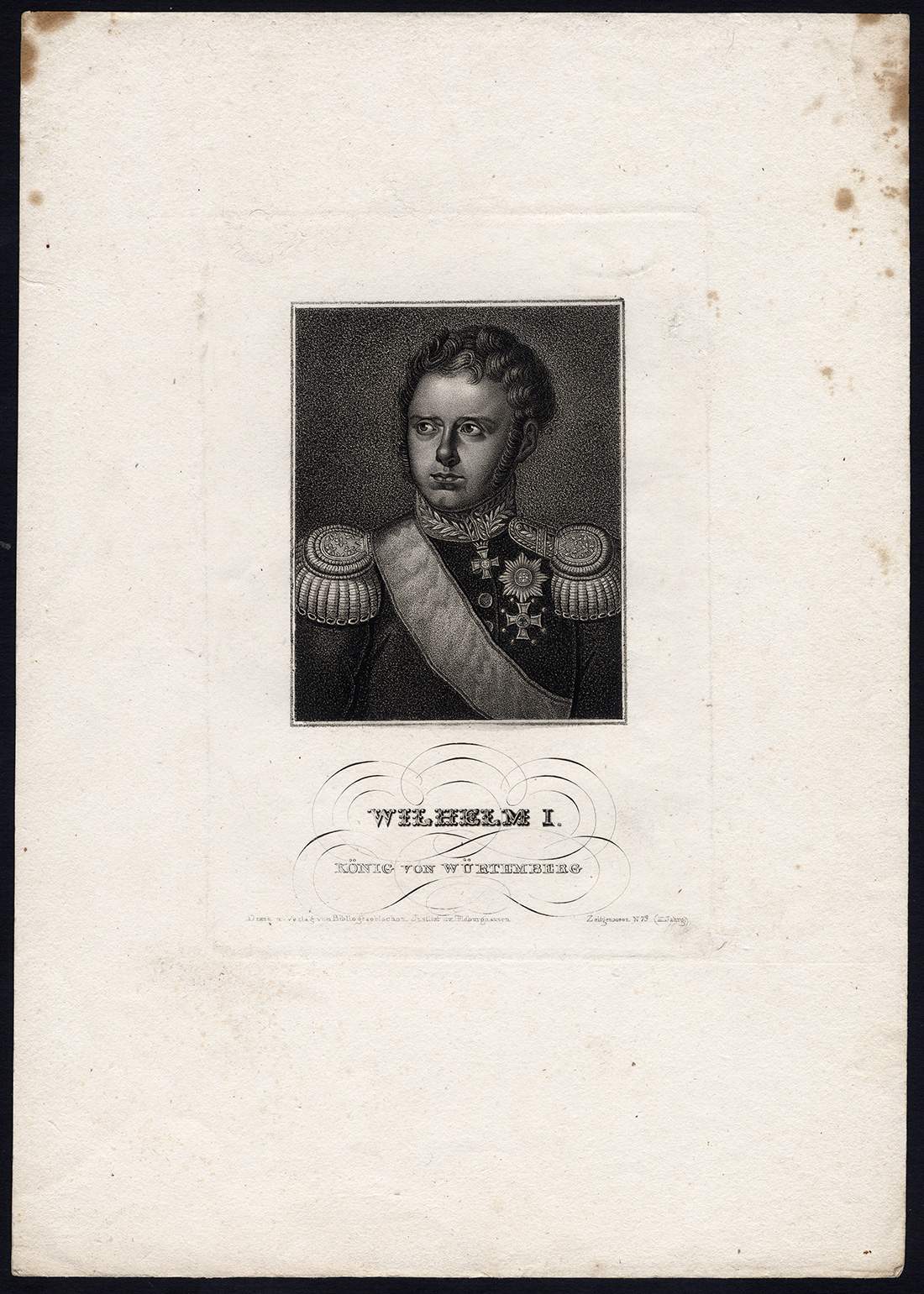 , Antique Print-WILLIAM I-KING OF WURTTEMBERG-PORTRAIT-Nordheim-ca. 1840, Pictura Antique Prints