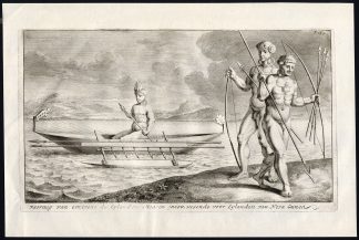 Very rare Antique Print-CANOE-CATAMARAN-INDIGENOUS WARRIOR-NEW GUINEA-Witsen-169