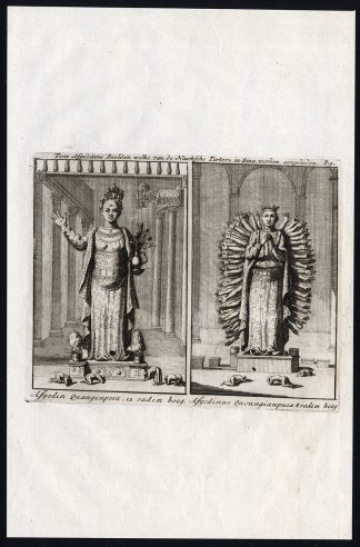 Very rare Antique Print-IDOL-GODDESS-IDOLATRY-PRAYER-TARTAR-CHINA-Witsen-1692