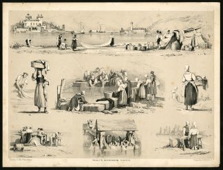 Antique Print-COAST-RIVER-LAKE-WASHING-WASHERWOMAN-Prout-1881