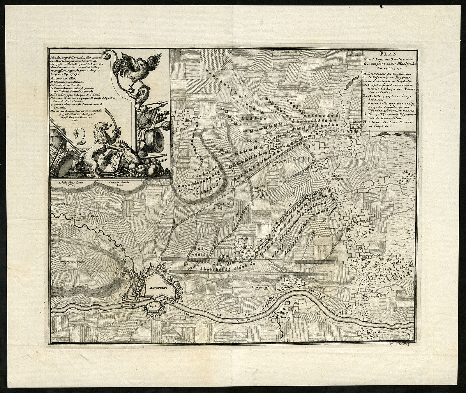 , Antique Print-ARMY-CAMP-MAASTRICHT-COUNT OF OUWEKERK-Van Call-Mosburger-1729, Pictura Antique Prints