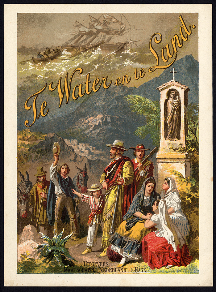 Bb07881 2 416x561 Antique Print-TE WATER EN TE LAND-TITLE PAGE-SOUTH AMERICA-MULE-GUN-Flint-1900