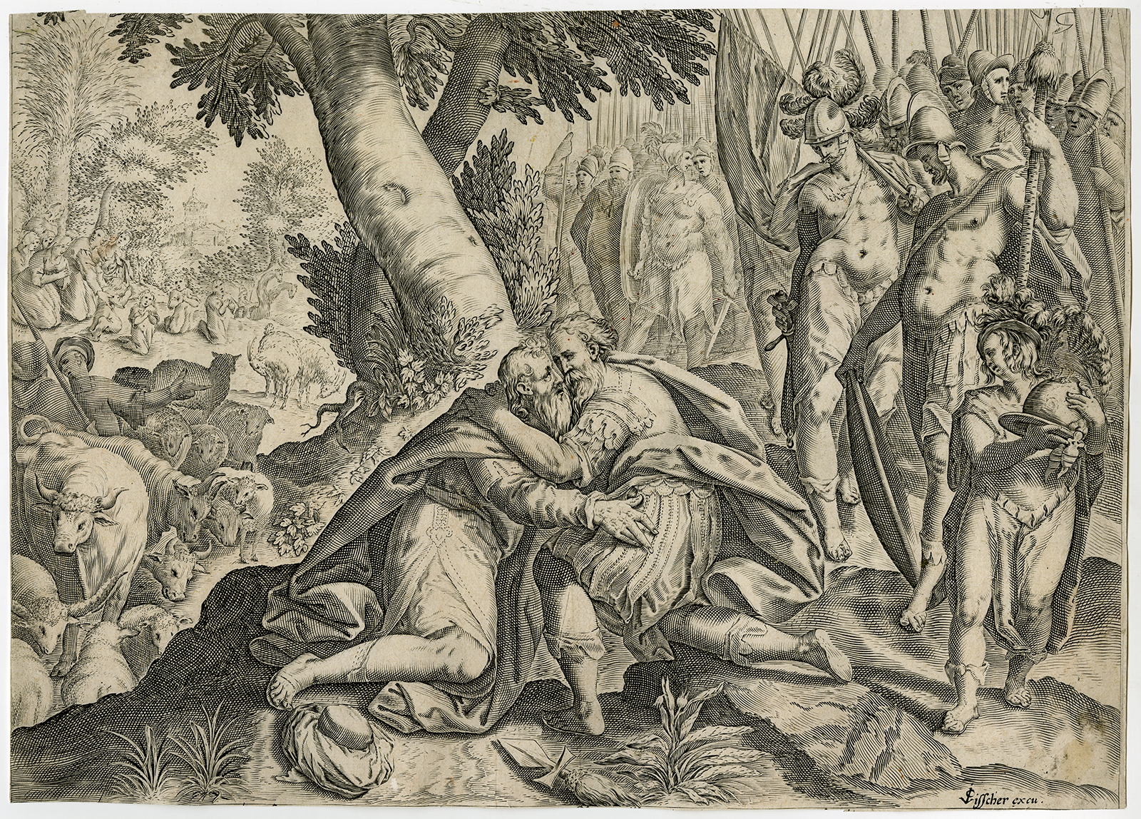 , Antique Print-RELIGION-JACOB-ESAU-Mander-Dolendo-ca. 1600, Pictura Antique Prints