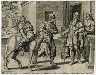 Antique Print-GENRE-HORSE CARRYING MAN-Furnius-ca. 1600