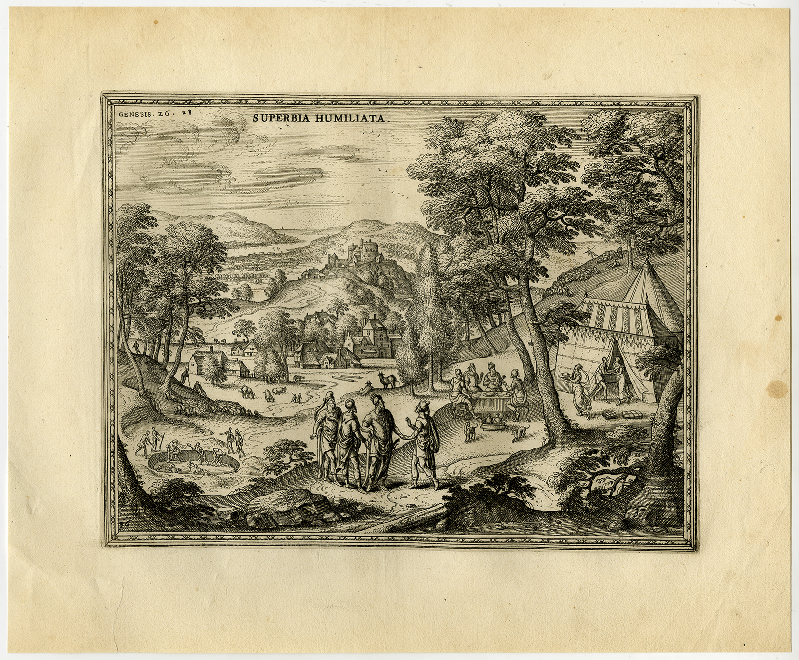 , Rare Antique Master Print-ISAAC-ABIMELECH-MEETING-WELL-van der Borcht-1653, Pictura Antique Prints