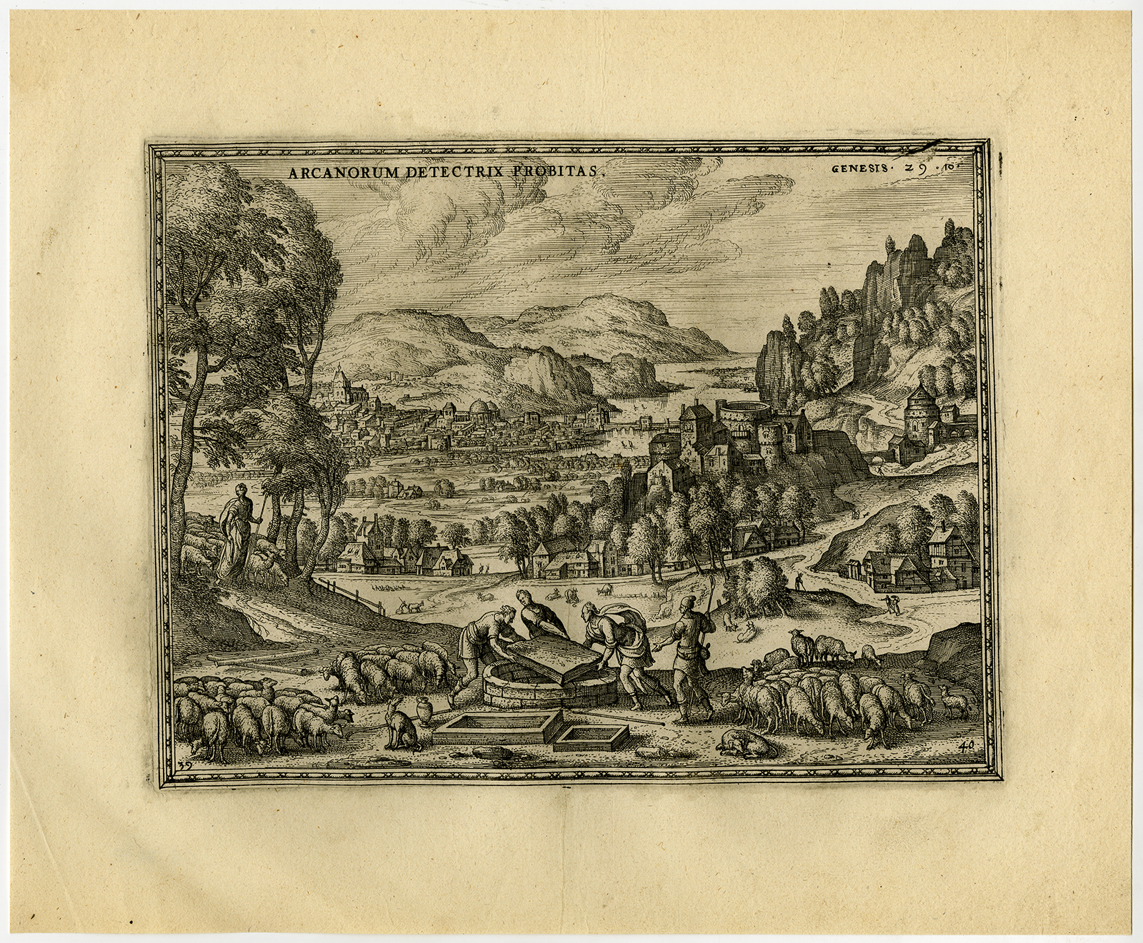 , Rare Antique Master Print-JACOB-LABAN-WELL-STONE-RACHEL-van der Borcht-1653, Pictura Antique Prints