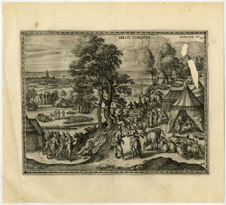 Rare Antique Master Print-JACOB-LABAN-FLIGHT-GILEAD-TENT-van der Borcht-1653