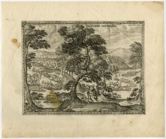 Rare Antique Master Print-JACOB-WRESTLING-ANGEL-LIVESTOCK-van der Borcht-1653