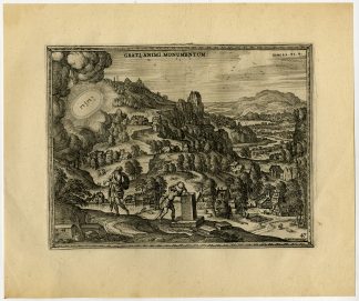 Rare Antique Master Print-JACOB-GOD-APPEAR-STONE PILLAR-OIL-van der Borcht-1653