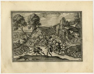 Rare Antique Master Print-SUICIDE-BATTLE-SAUL-PHILISTINES-van der Borcht-1653