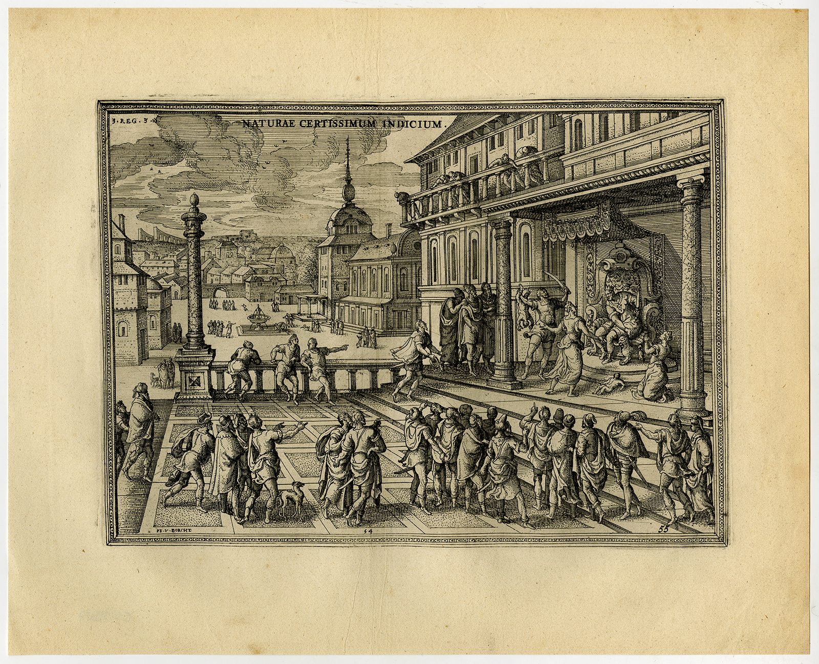 , Rare Antique Master Print-SOLOMON-JUDGEMENT-MOTHERS-BABY-van der Borcht-1653, Pictura Antique Prints