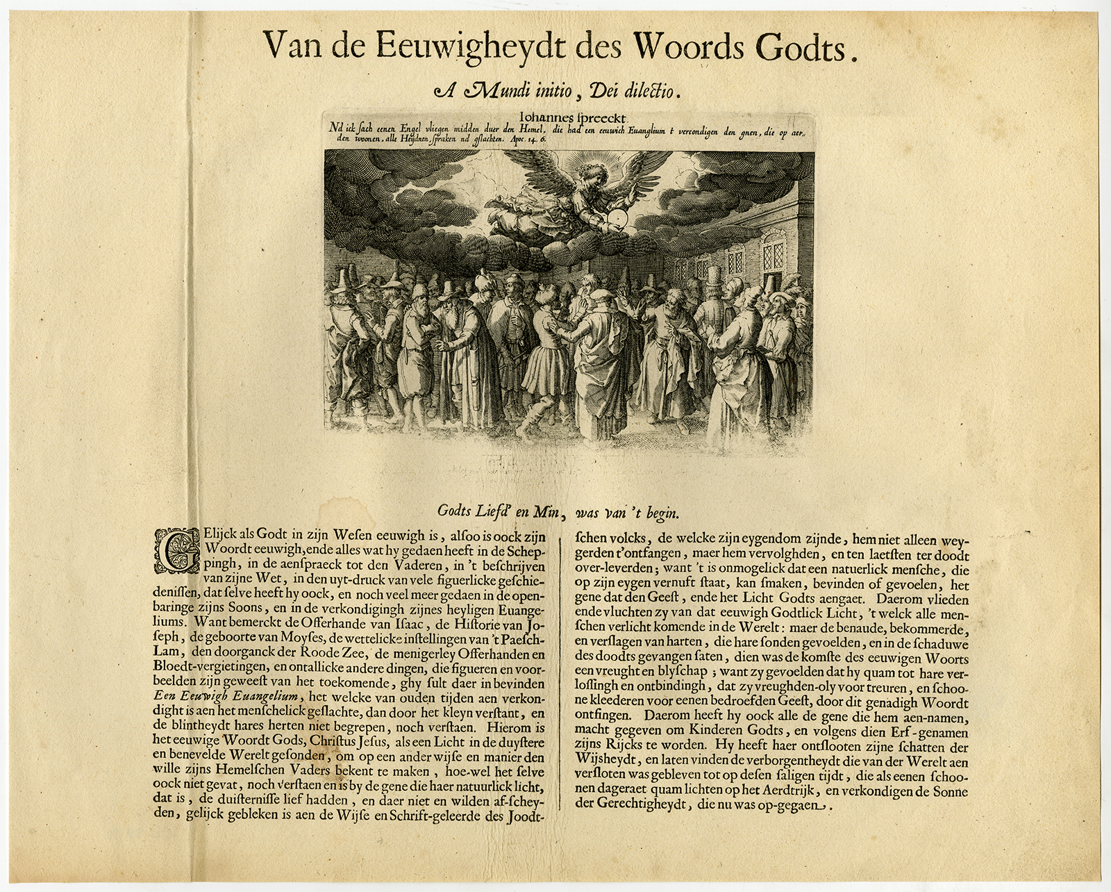 , Rare Antique Master Print-ANGEL-REVELATION 14:6-APOCALYPSE-van der Borcht-1653, Pictura Antique Prints