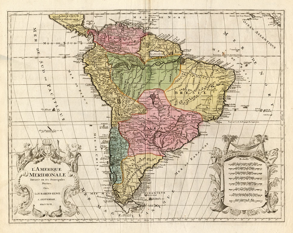 , Antique Map-SOUTH AMERICA-BRAZIL-CHILE-MEXICO-Elwe-1792, Pictura Antique Prints