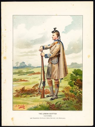 Antique Print-MILITARY UNIFORMS-BRITISH-SCOTTISH VOLUNTEERS-Giles-1900